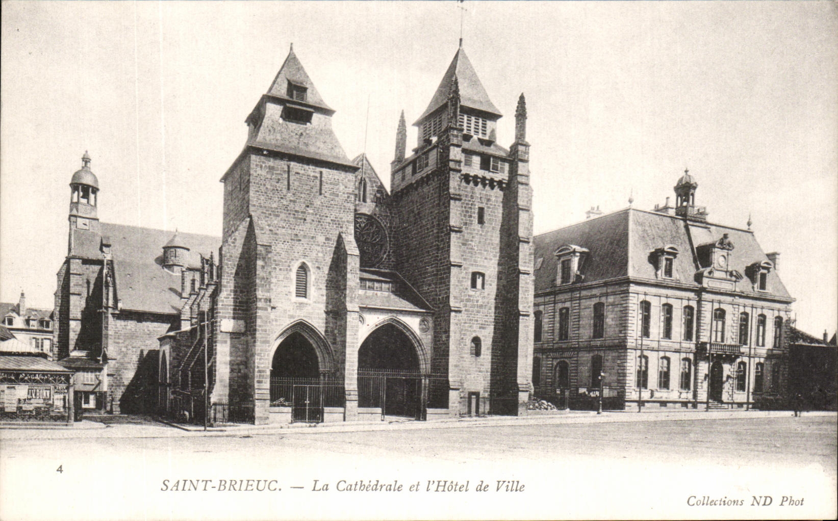CPA Saint Brieuc La Cathedral and the Town hall
