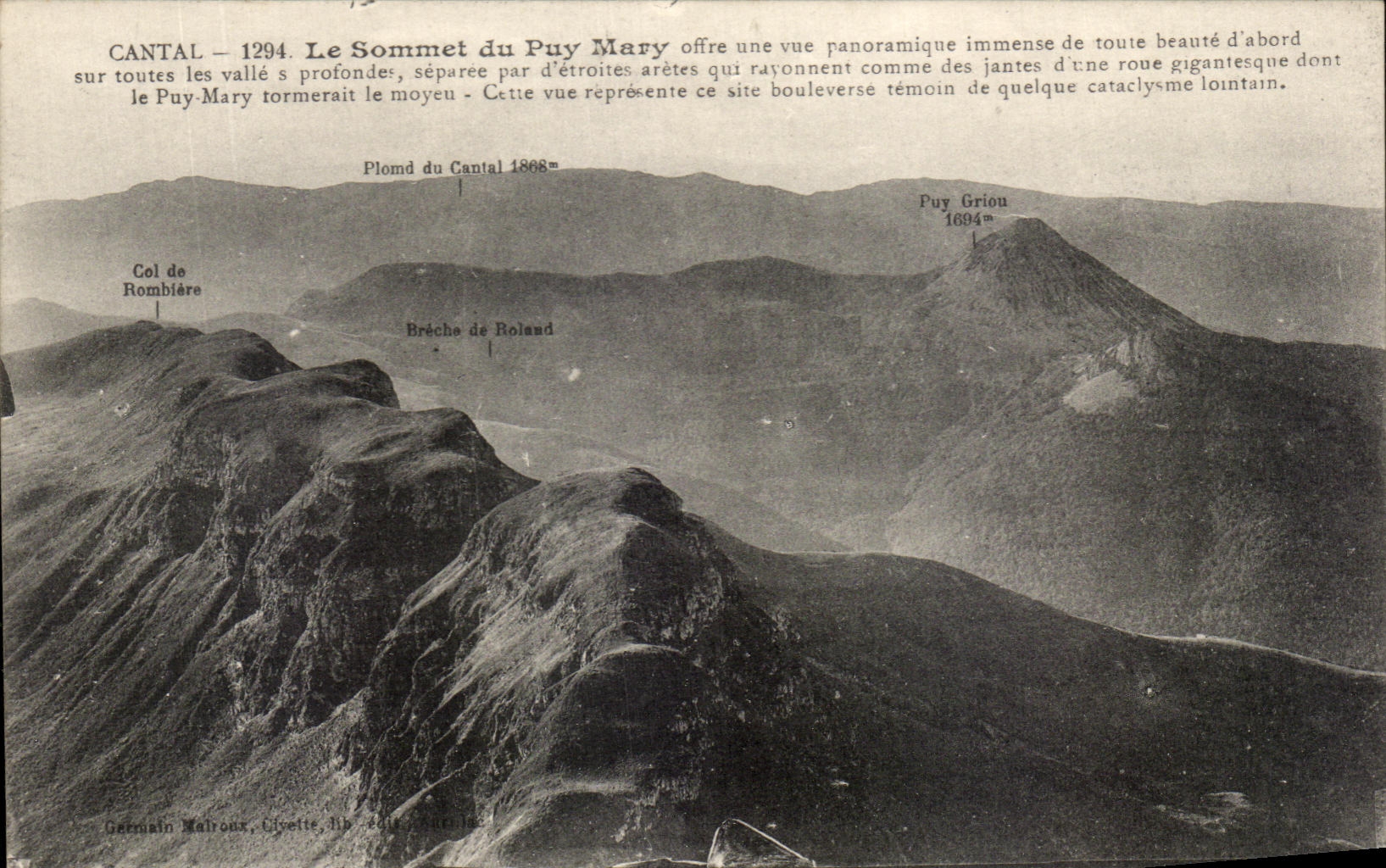 CPA Cantal the top of the puy Mary office a panoramic sight Valle S them