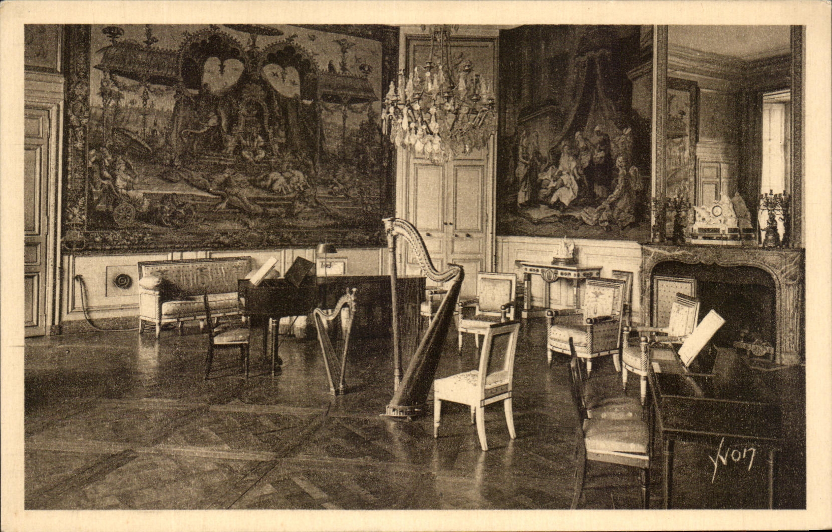 CPA Chateau De Compiegne Salon de Musique Harpe 