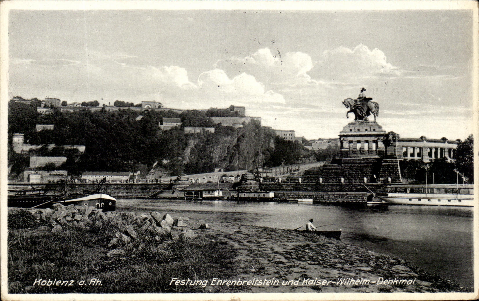 CPA Koblenz a Rh Festung Enrenbreitstein und kaiser Wilhelm Denkmal