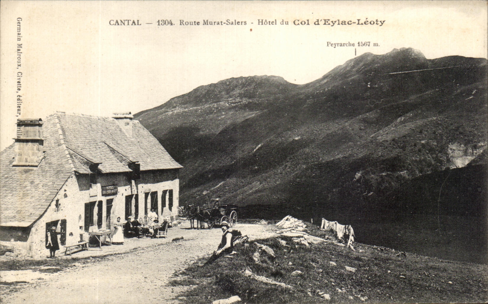 CPA Cantal Route Murat Salers Hotel du Col d'Eylac Leoty