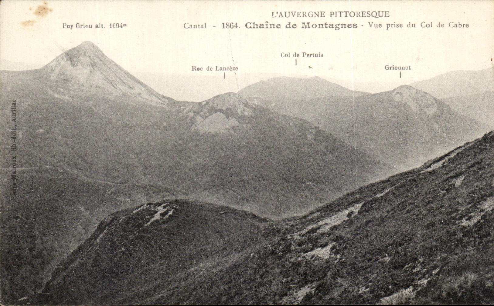 CPA L'Auvergne Pittoresque Chaine De Montagnes Vue Prise Du Col De Cabre