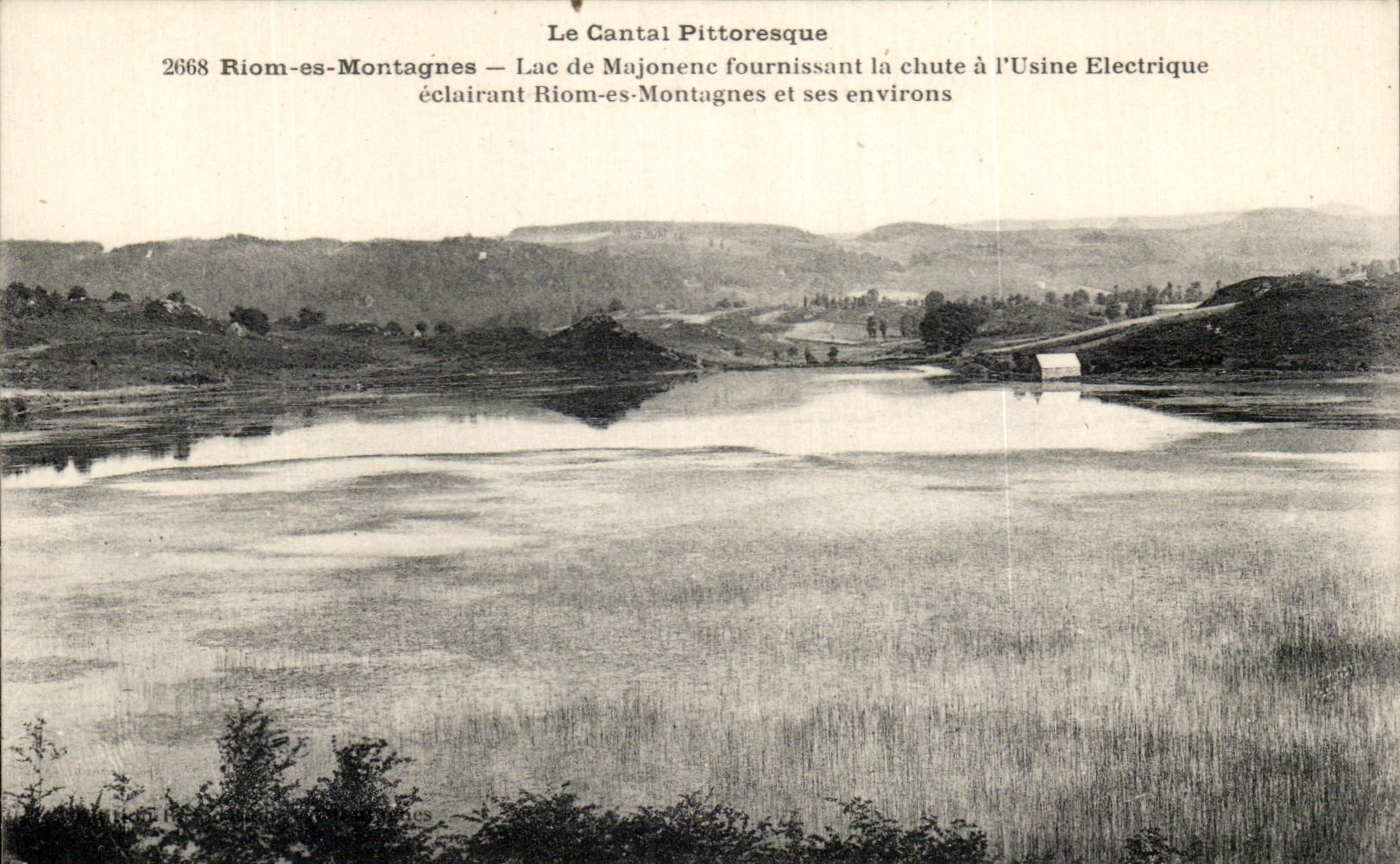 CPA the Picturesque Cantal Riom Es Mountains Lake De Majonene Fournissant La Falls with the Electric Factory