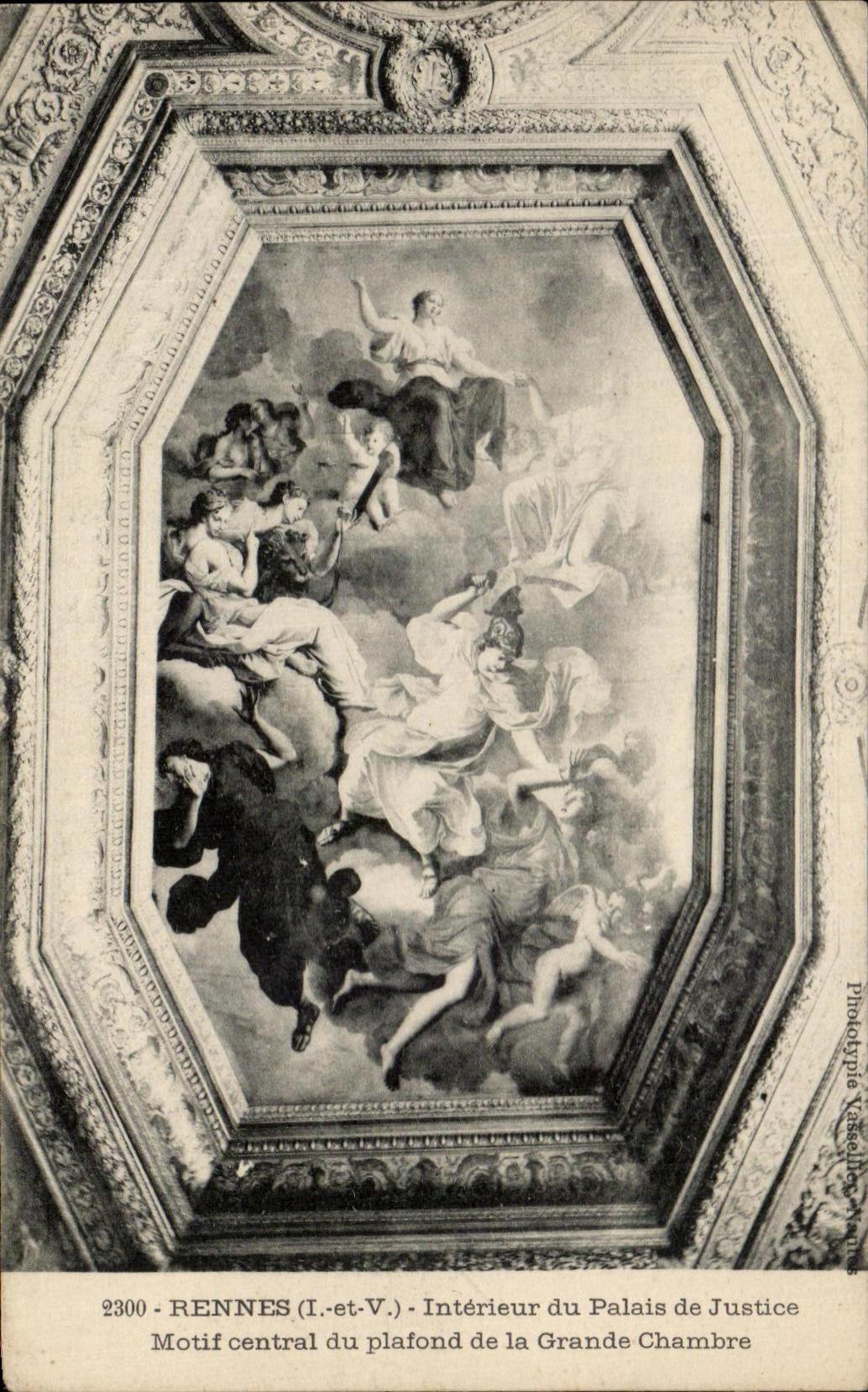 CPA Rennes Interieur Du Palais De Justice Motif Central Du Plafond De La Grande Chambre