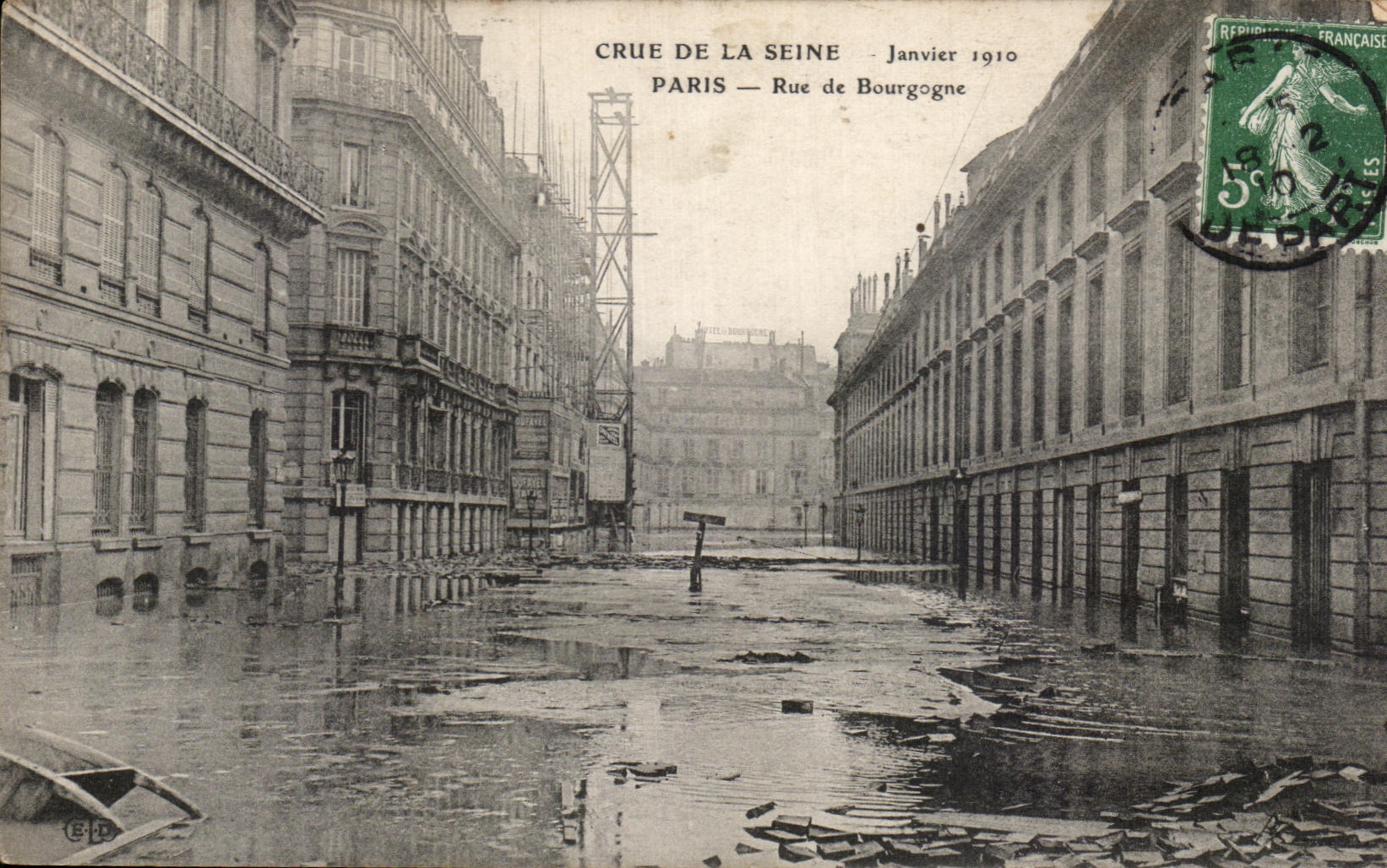 Raw CPA Of the Seine Paris Street of Burgundy January 1910