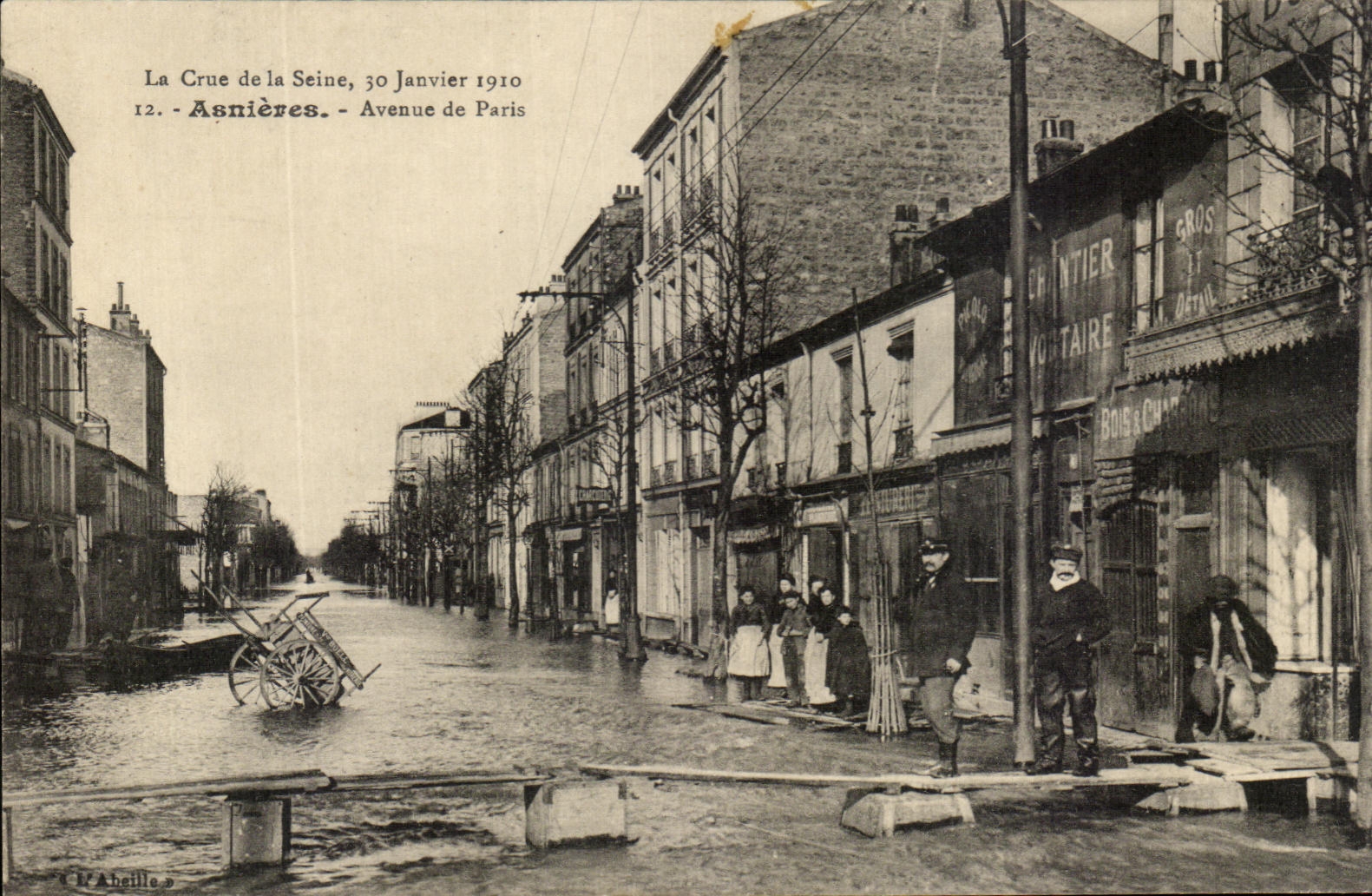CPA La Crue De La Seine Janvier Asnieres Avenue De Paris Janvier 1910