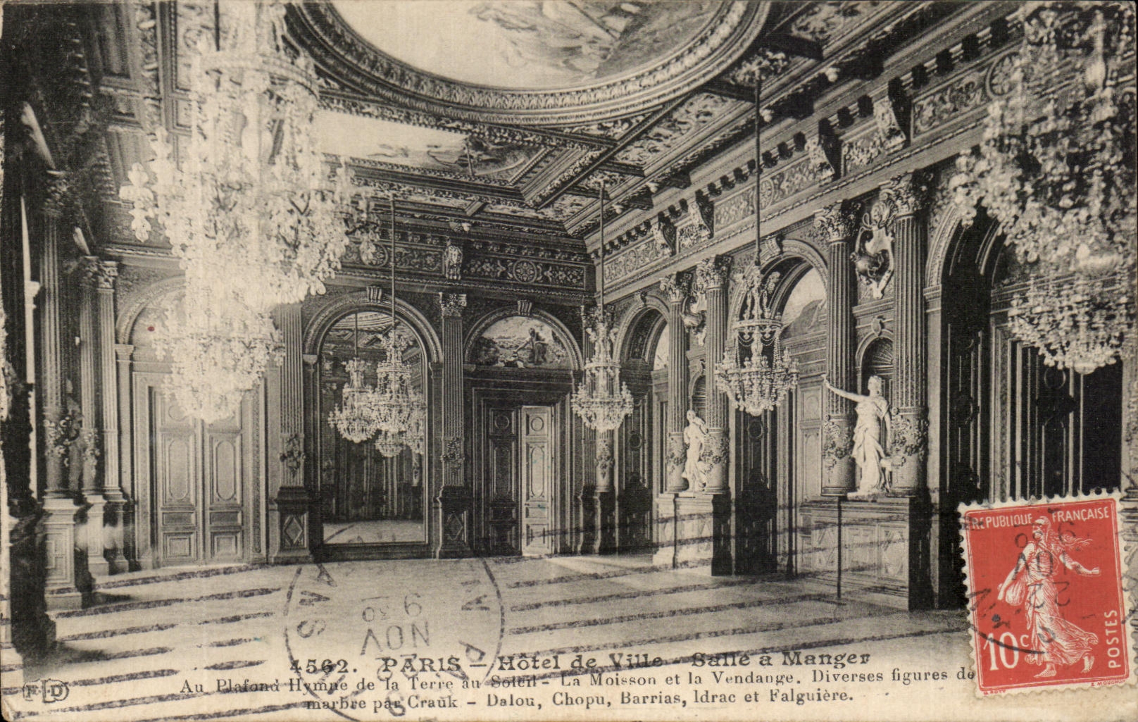 CPA Paris Hotel De Ville Salle A Manger