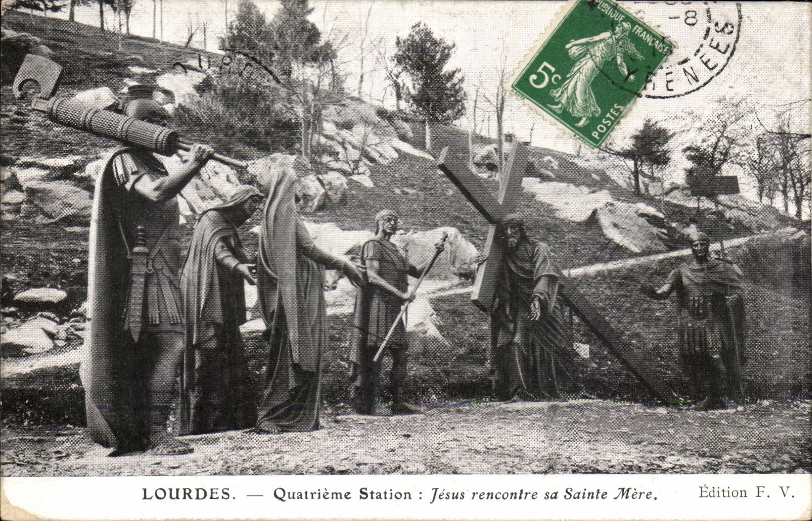 CPA Lourdes Quatrieme Station Jesus Rencontre sa Saint Mere