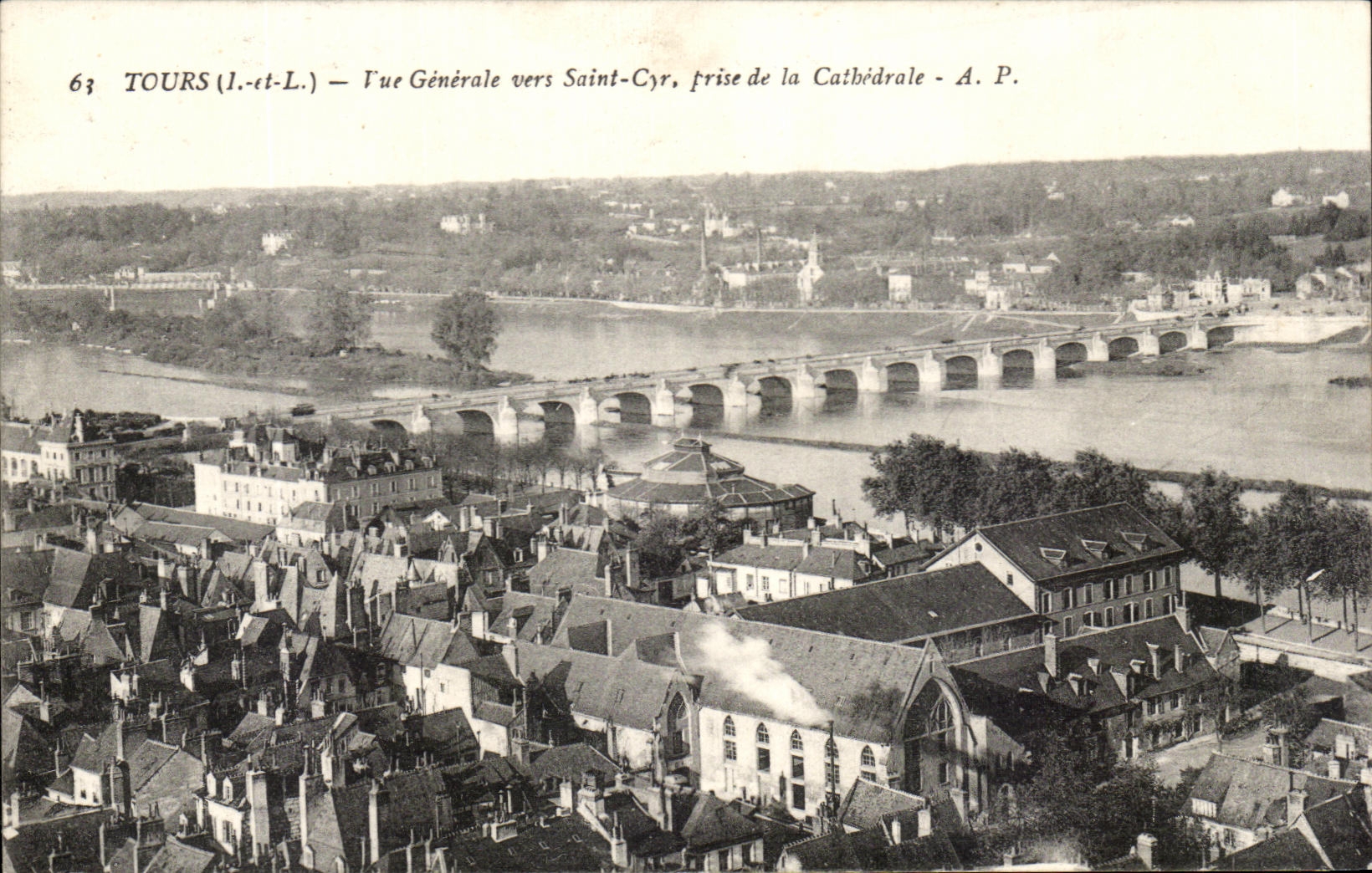 CPA Tours View towards Saint Cyr taken of the Cathedral