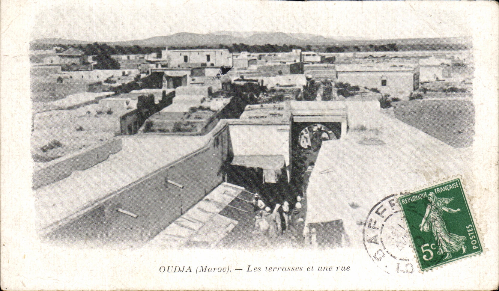 CPA Oudja Morocco terraces and a street