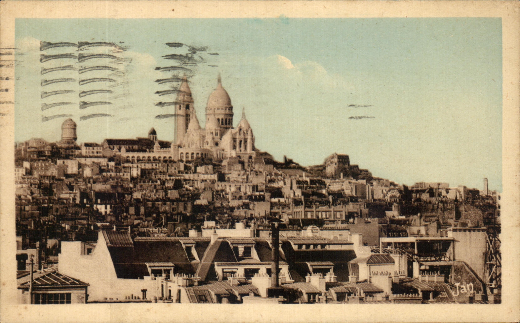 CPA Paris Seen on the Montmartre Hillock the Basilica of the Sacring Heart and the Church Saint Pierre of Montmartre