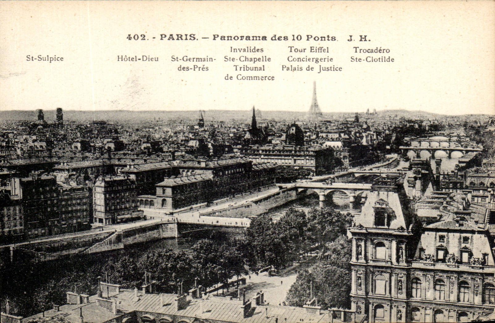 CPA Paris Panorama Des Ponts Tour Eiffe