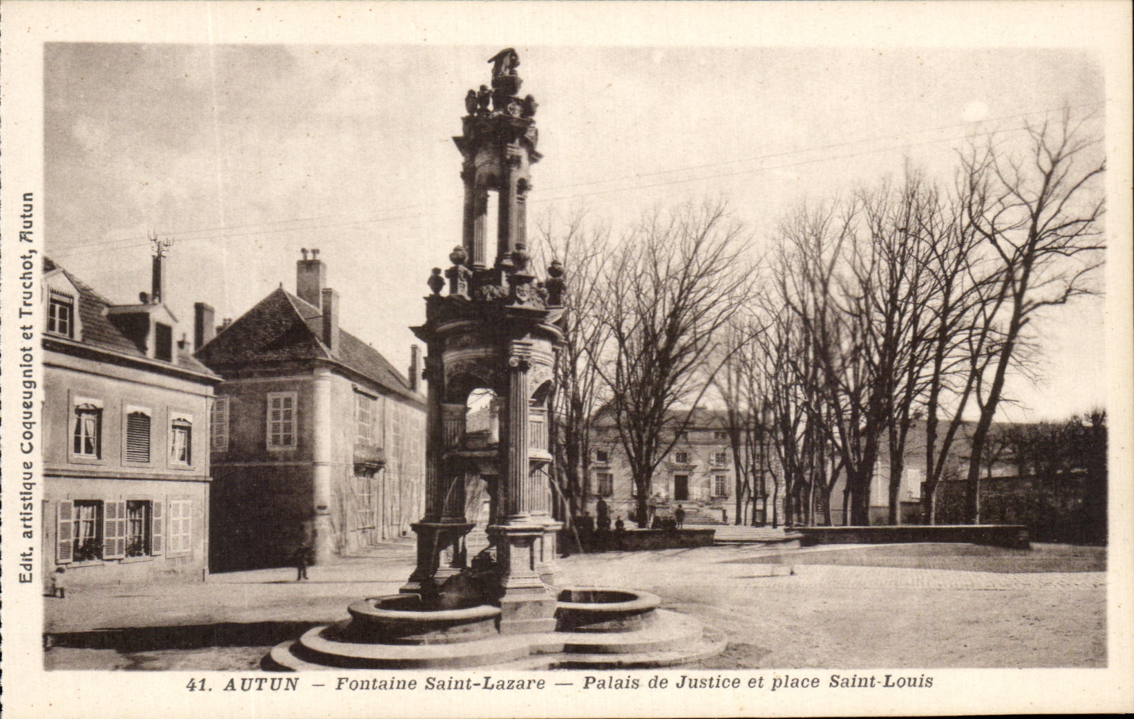 CPA Autun Fontaine Saint Lazare Palais De Justice Et Place Saint Louis
