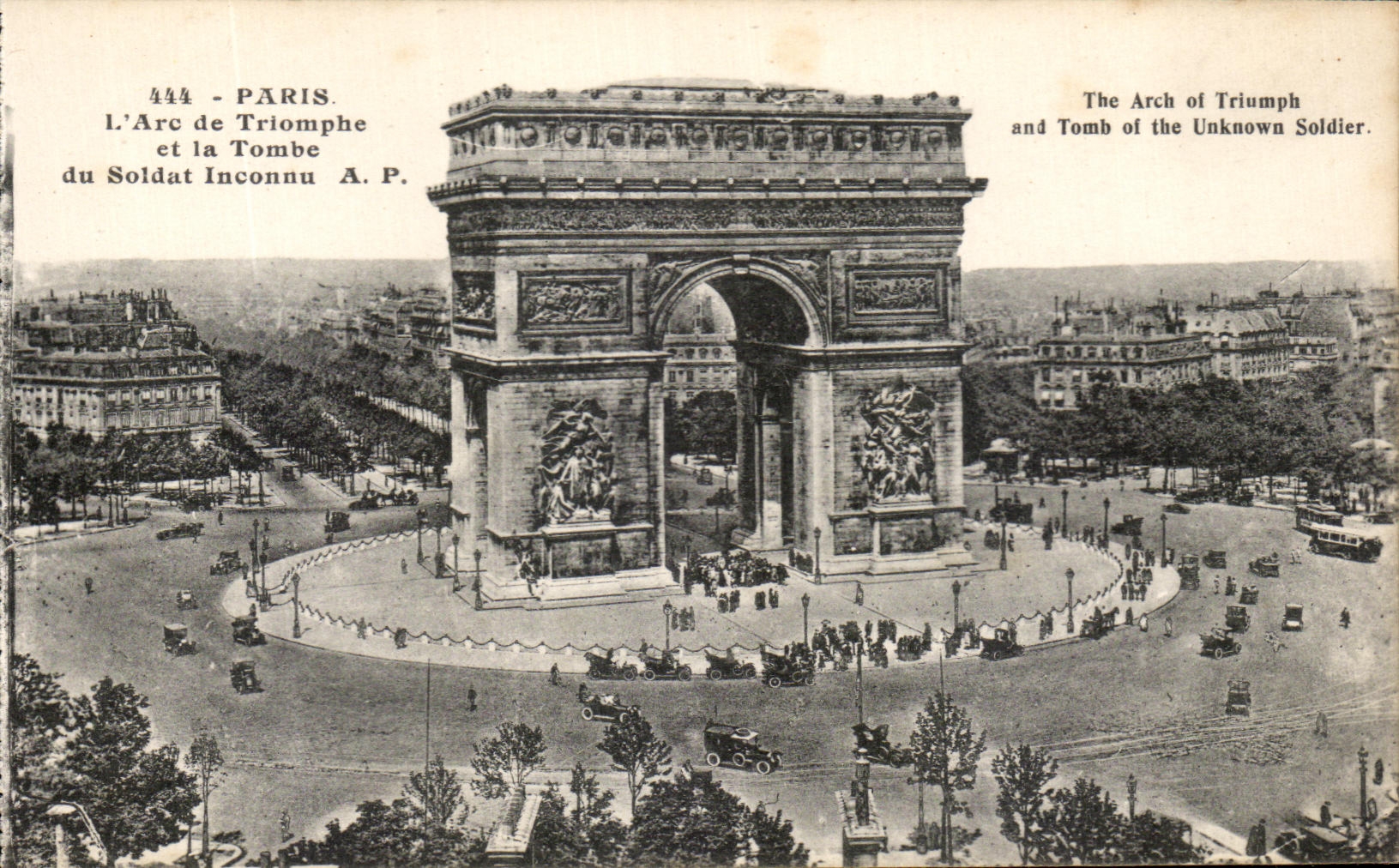 CPA Paris Arc De Triomphe y la tumba del soldado desconocido
