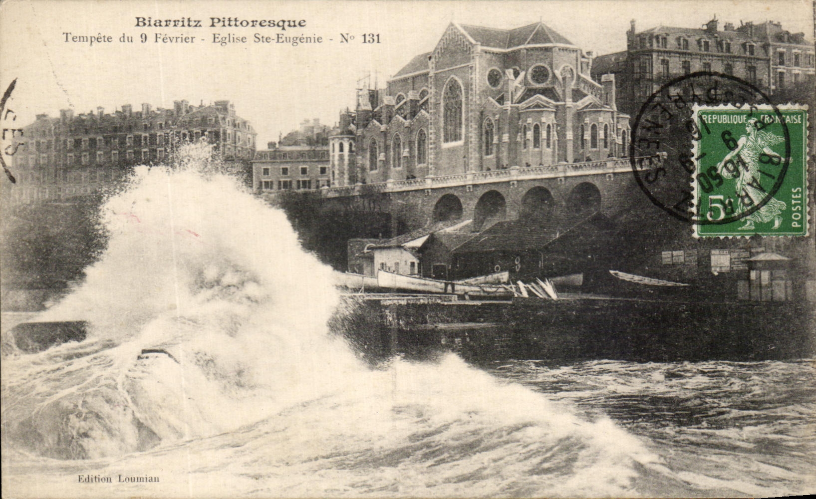 CPA Biarritz Pittoresque Tempete du 9 Fevrier Eglise Ste Eugenie