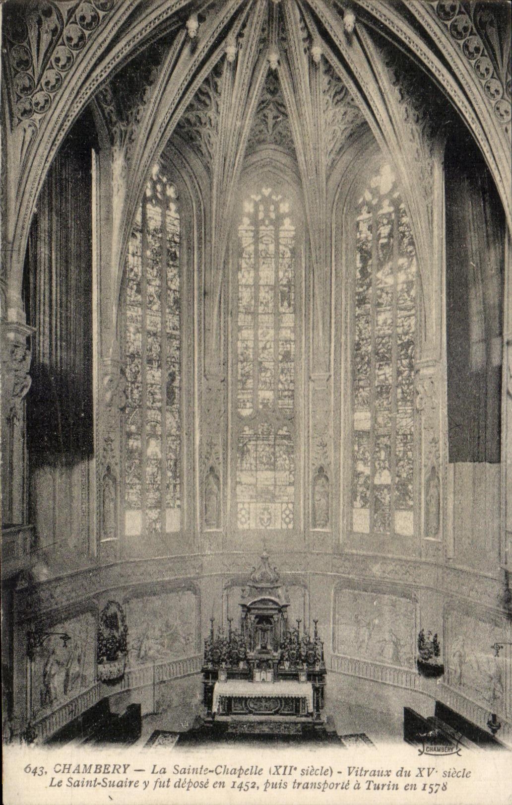 CPA Chambery la Saint Chapelle Vitraux du Le Saint Suaire fut 