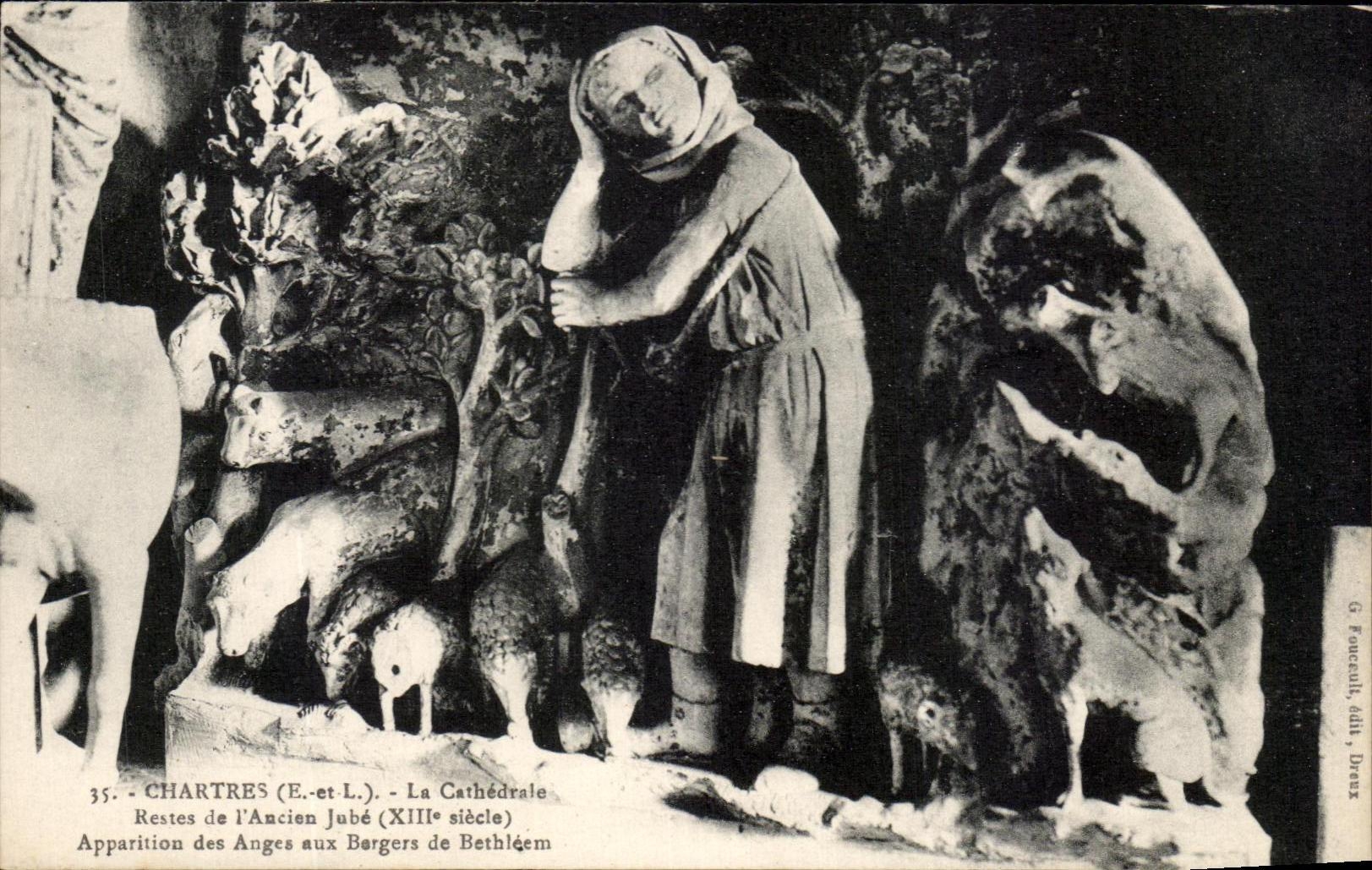 CPA Chartres La Cathedrale Restes De l'Ancien Jube Apparition des anges aux bergers de Bethleem