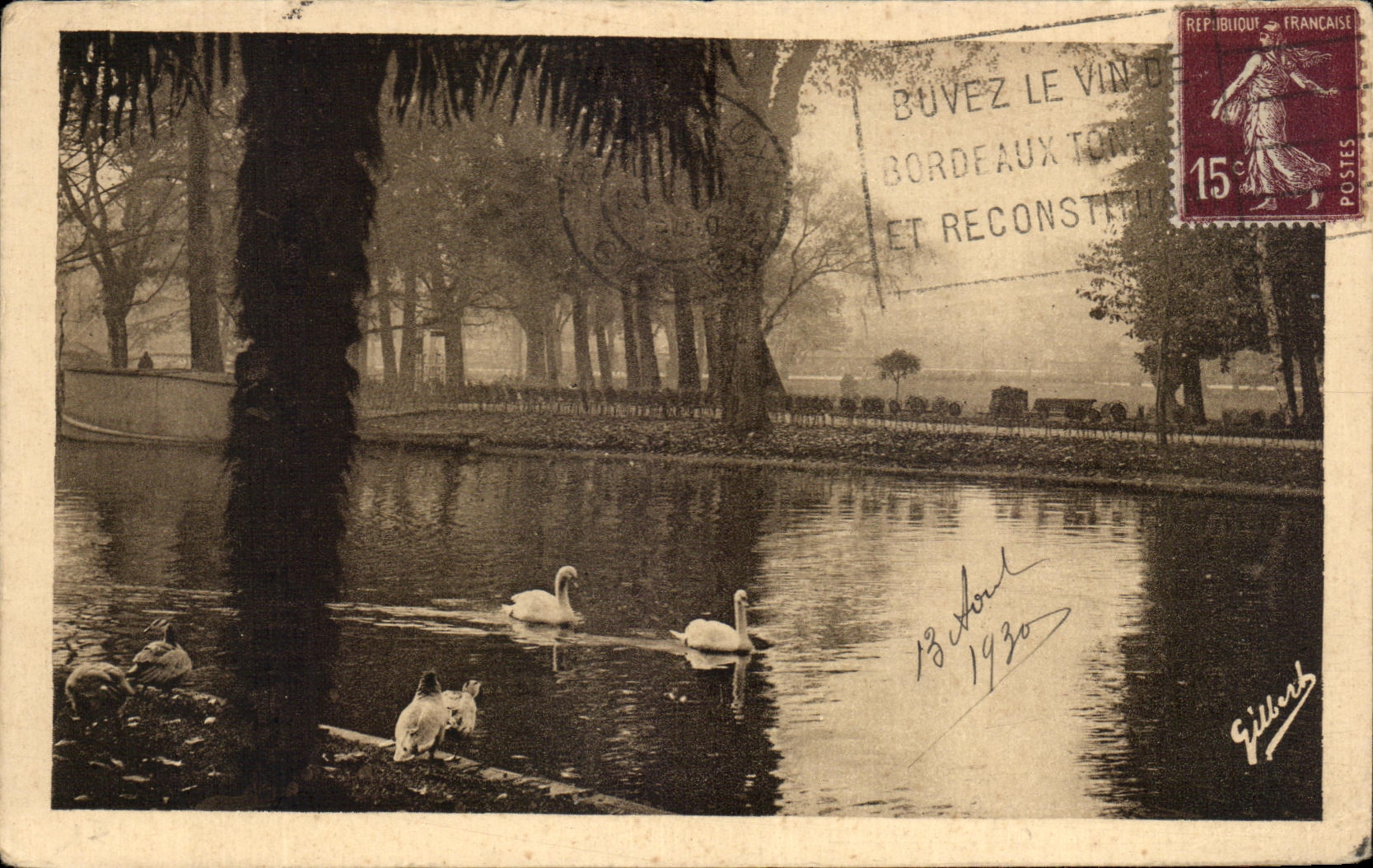 CPA Bordeaux Dans le Jardin public Cygne