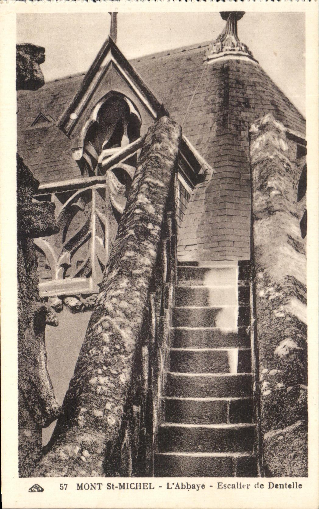 CPA Mount St Michel the Staircase Abbey of Lace