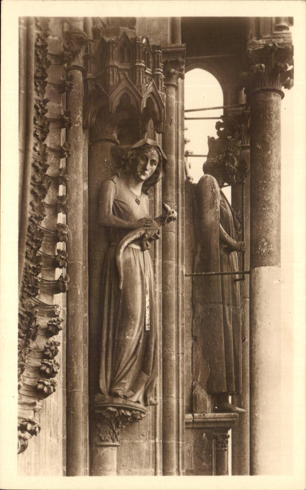 CPA Cathedral Of Northern Rheims Transept Eve And the Snake