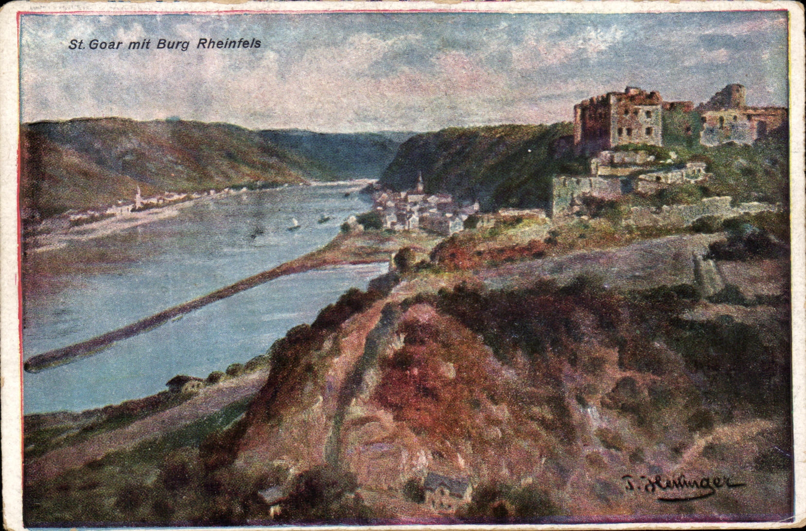 CPA St Goar put Bur Rheinfels Ruine Rheinfels