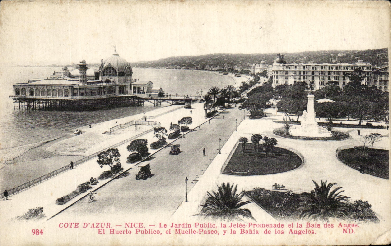 CPA Dimensions Nice azure the Public garden the Pier Walk And the Bay Of the Angels