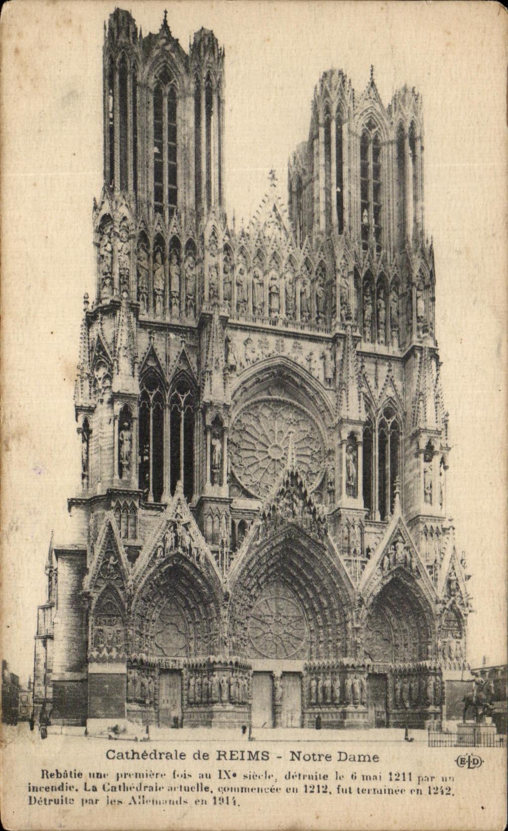 CPA Cathedral Of Rheims Notre Dame