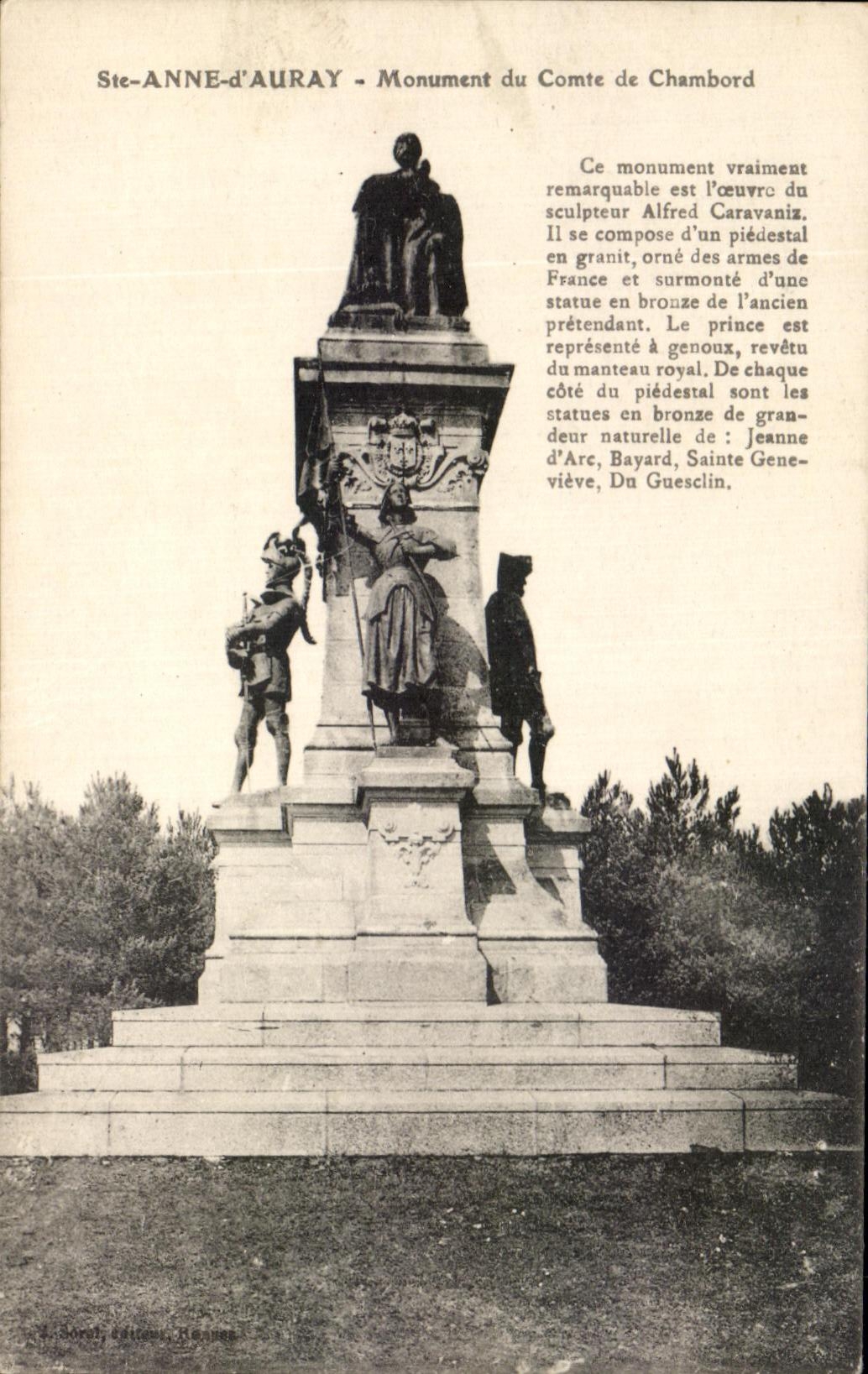 CPA co Anne Auray Monument of the Count de Chambord