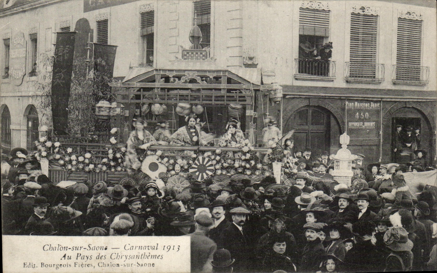 CPA Trawl-net On the Saone Carnival 1913 With the country of Chrysanthemums TOP