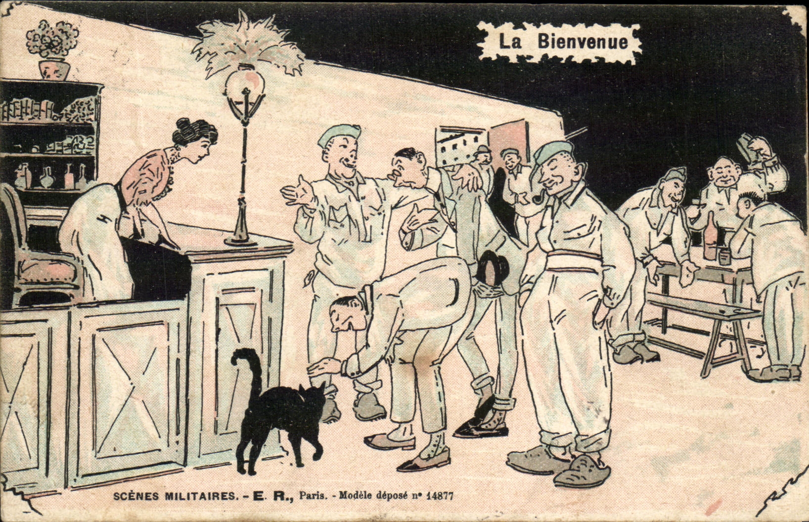 CPA Scenes Militaries Paris welcome