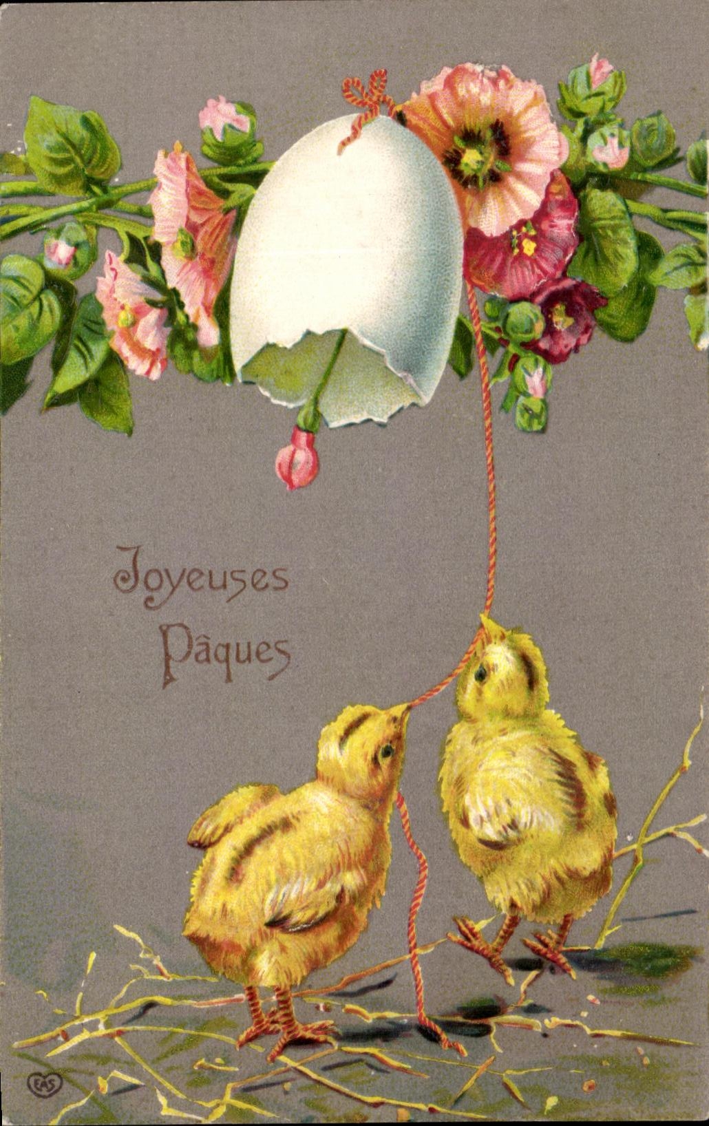 CPA Fantaisie Poussins oeufs
