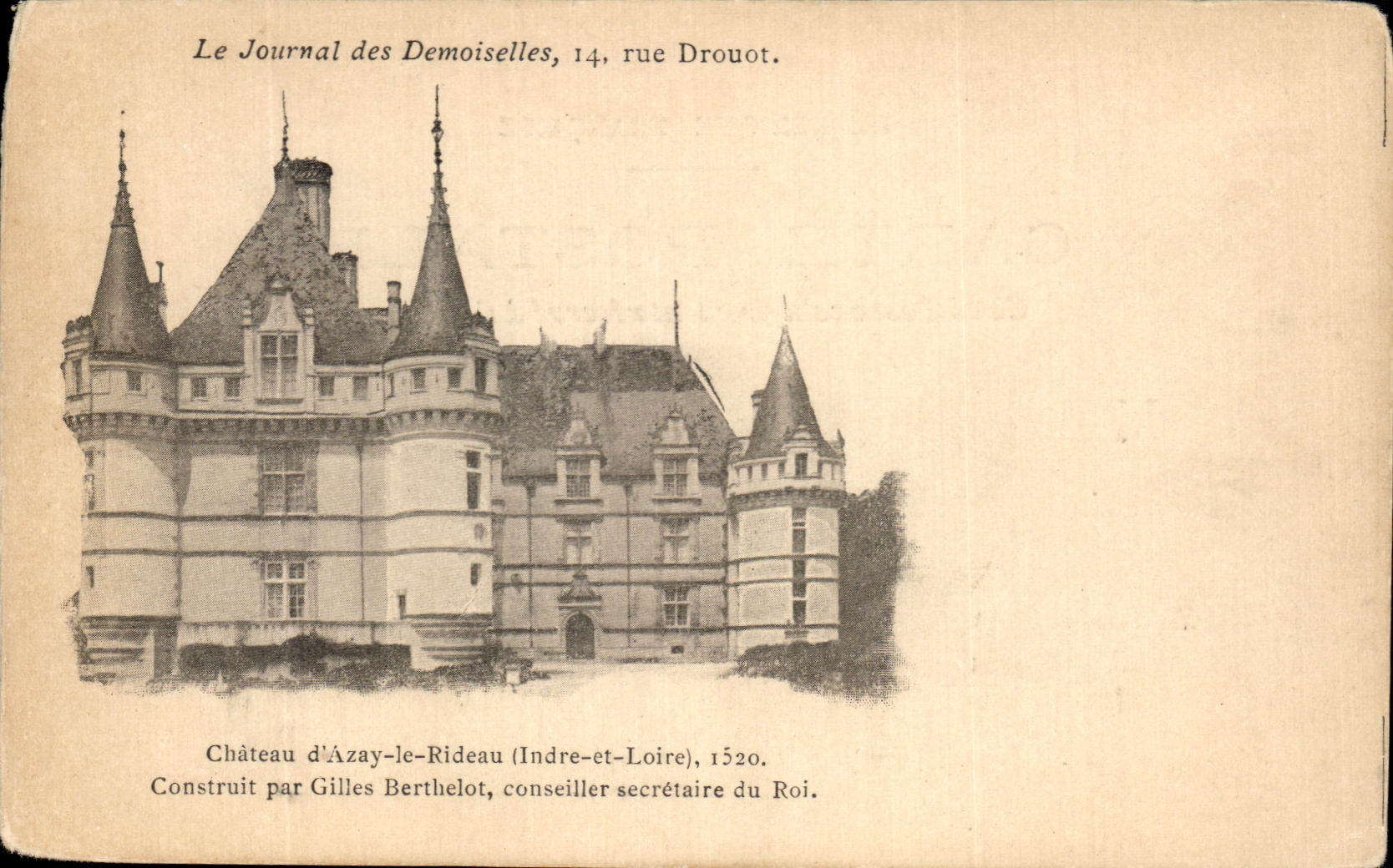 CPA el periodico del castillo de Drouot de la calle de las senoras jovenes de Azay la cortina