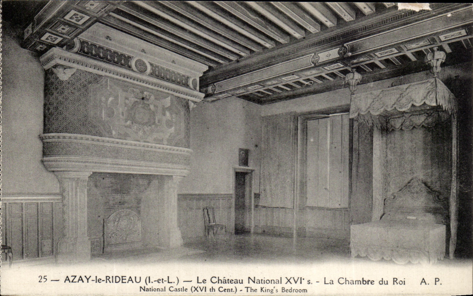 CPA Azay la cortina el castillo nacional el cuarto del rey