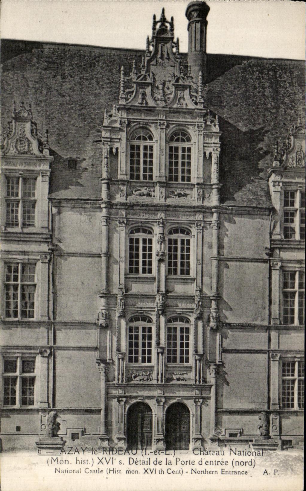 CPA Azay el detalle nacional del castillo de la cortina de la puerta principal