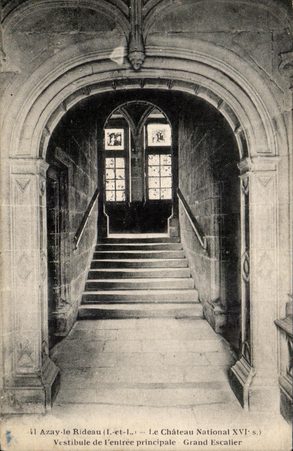 Castillo D Azay de CPA la cortina el castillo nacional Pasillo de la escalera grande de la entrada principal