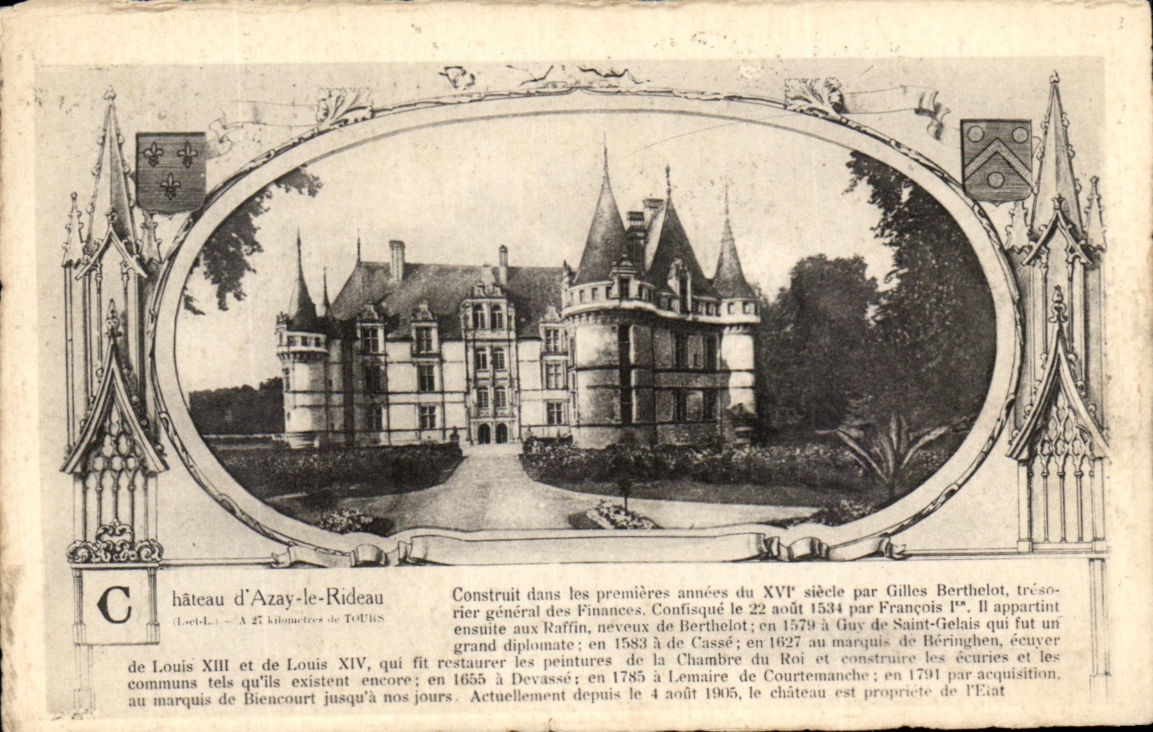 Castillo de CPA de Azay la cortina construida en la primera