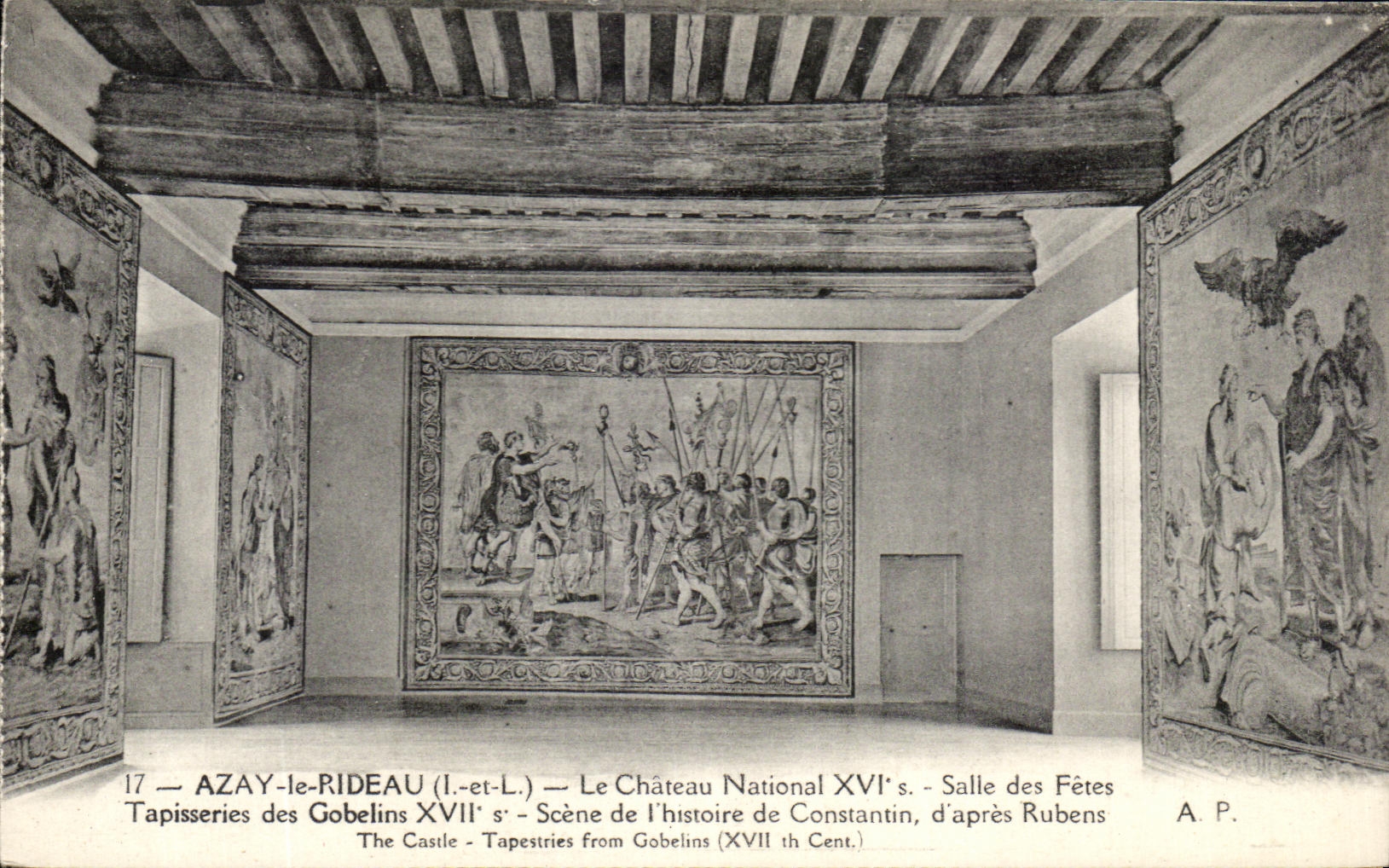 CPA Azay la cortina las tapicerias nacionales del pasillo de la aldea del castillo de la escena de los Goblins de la historia de Constantino