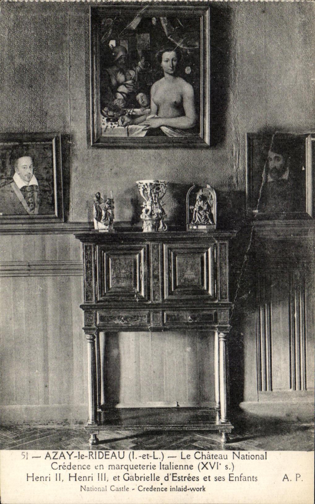 CPA Azay la cortina el credito nacional del castillo en el ltalienne Enrique de la marqueteria