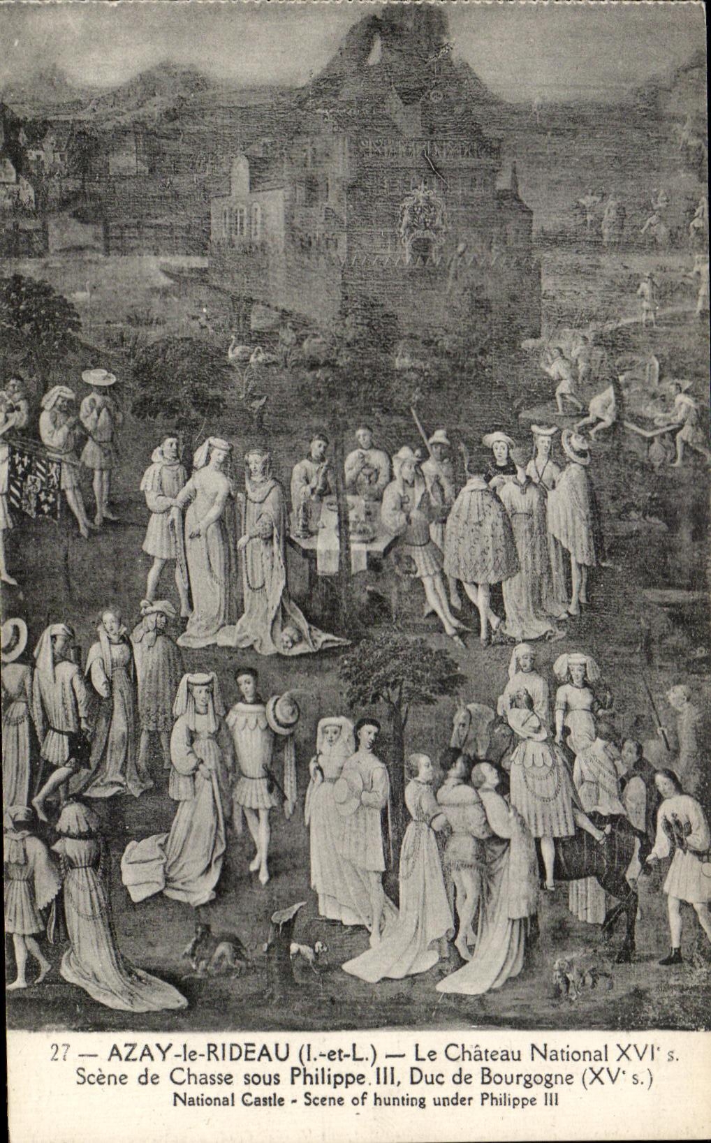 CPA Azay la cortina la escena nacional del castillo de la busqueda debajo del duque de Felipe III de Borgona