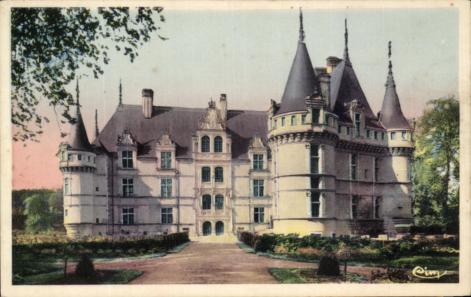 CPA Azay la cortina la entrada principal del ataque frontal norteno nacional del castillo