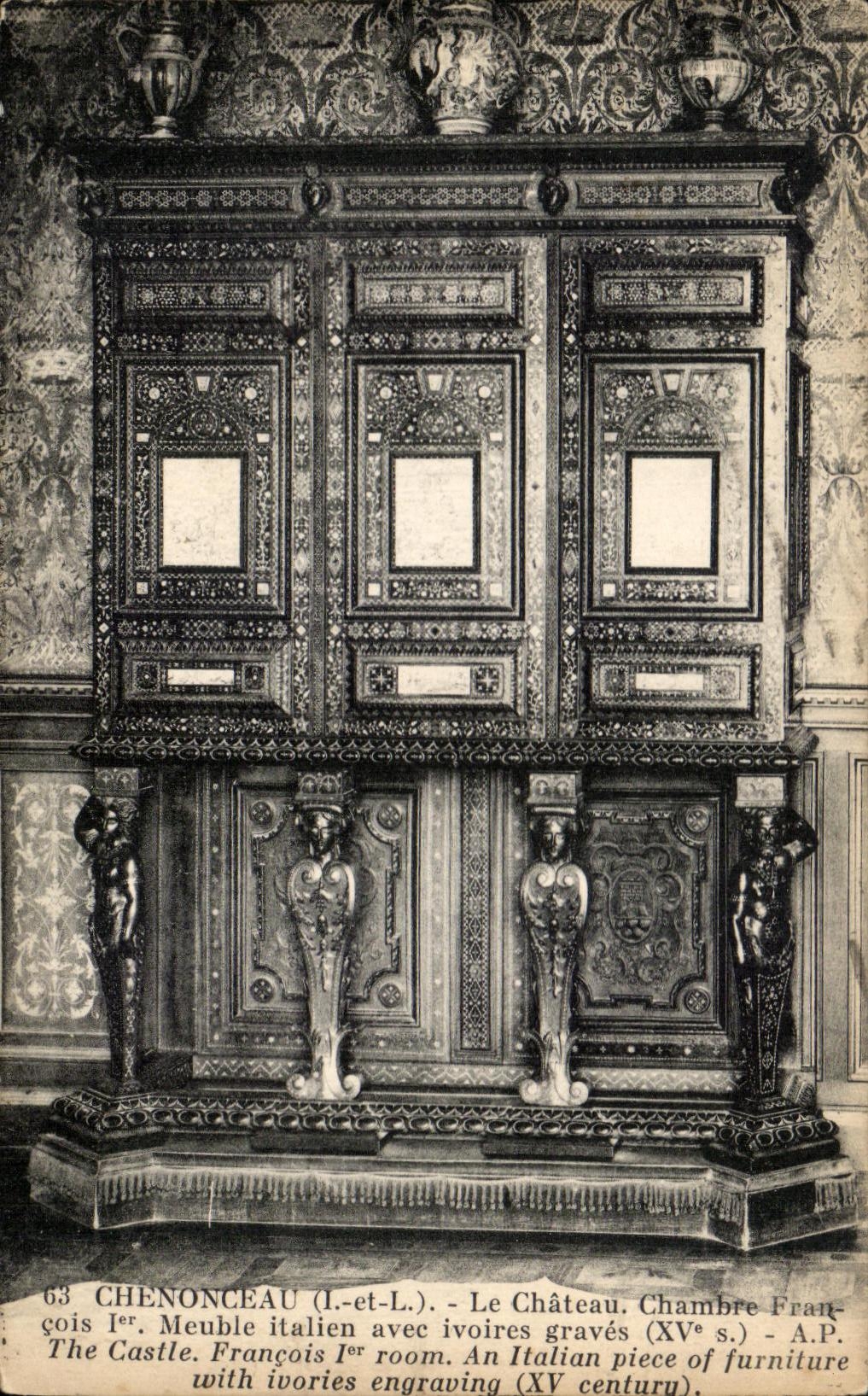 CPA Chenonceaux pedazo italiano del sitio de François del castillo el 1r de muebles
