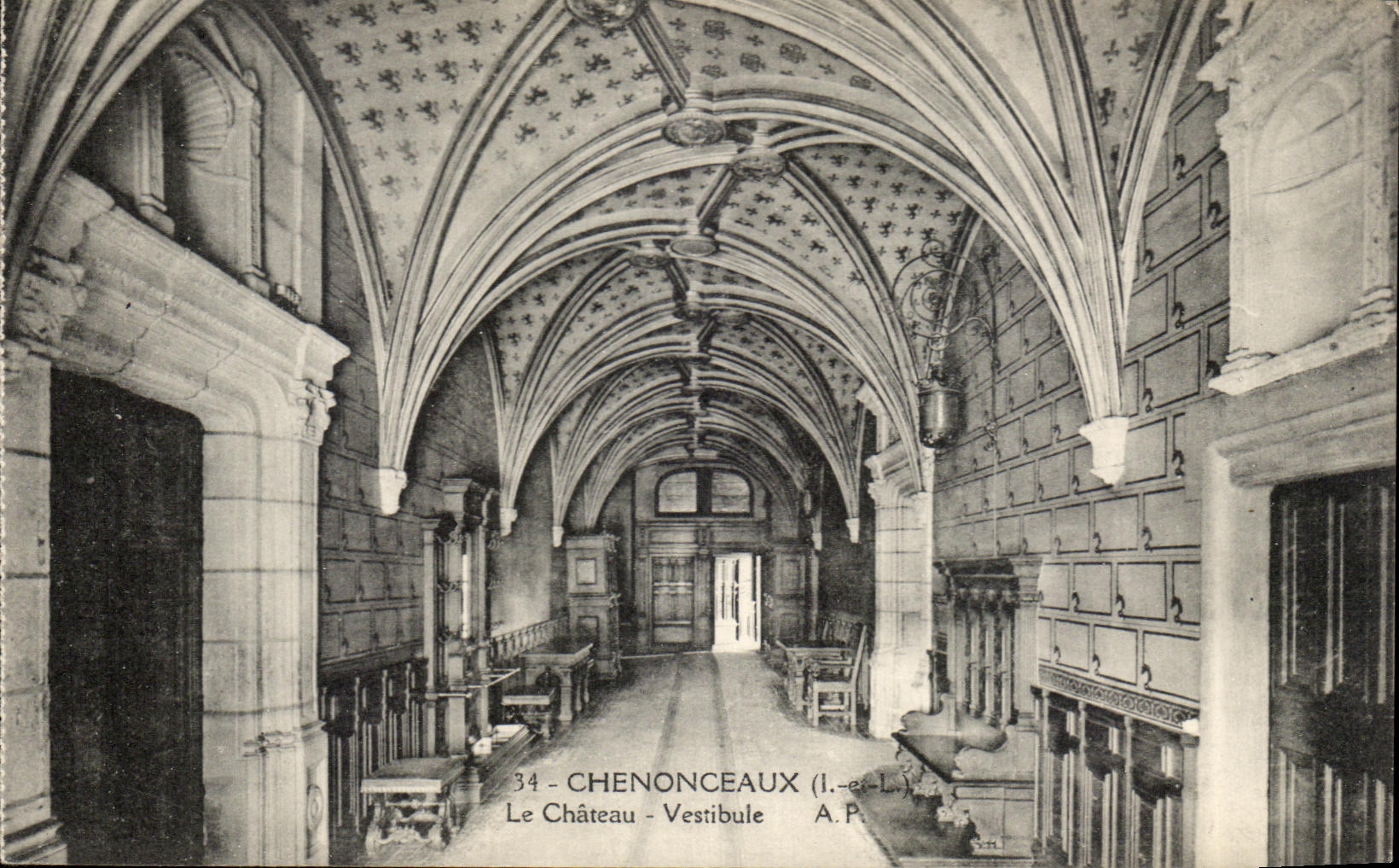 CPA Chenonceaux el castillo Pasillo