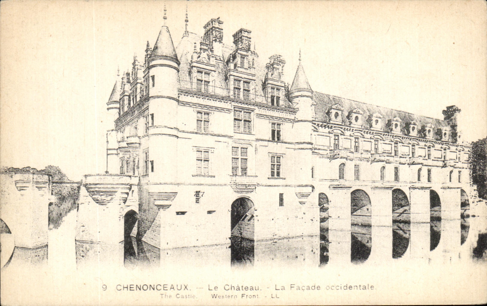 CPA Chenonceaux el castillo el occidentate del ataque frontal