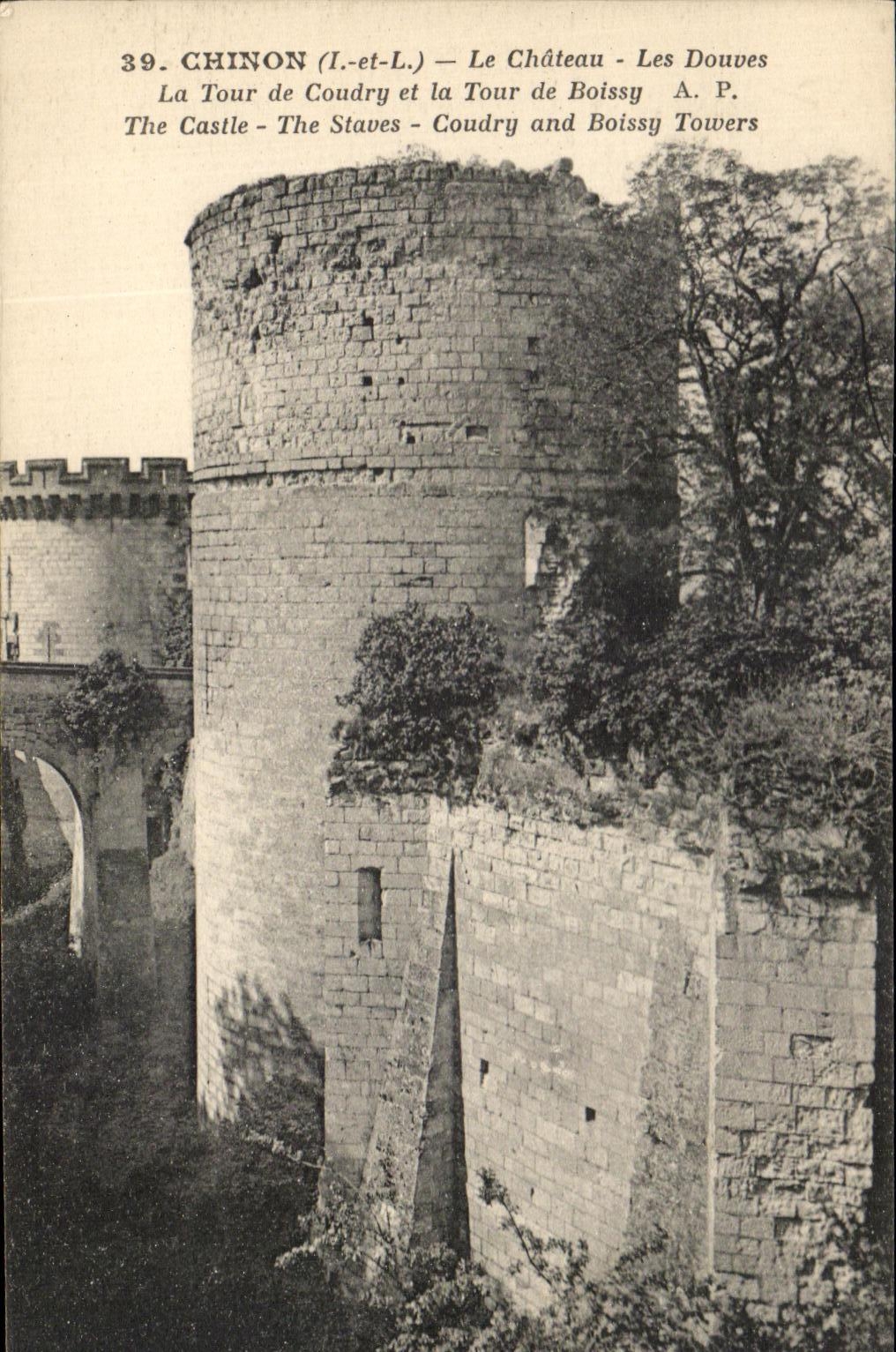 CPA Chinon the Castle Ditches the Tower of Coudry and the Tower of Boissy
