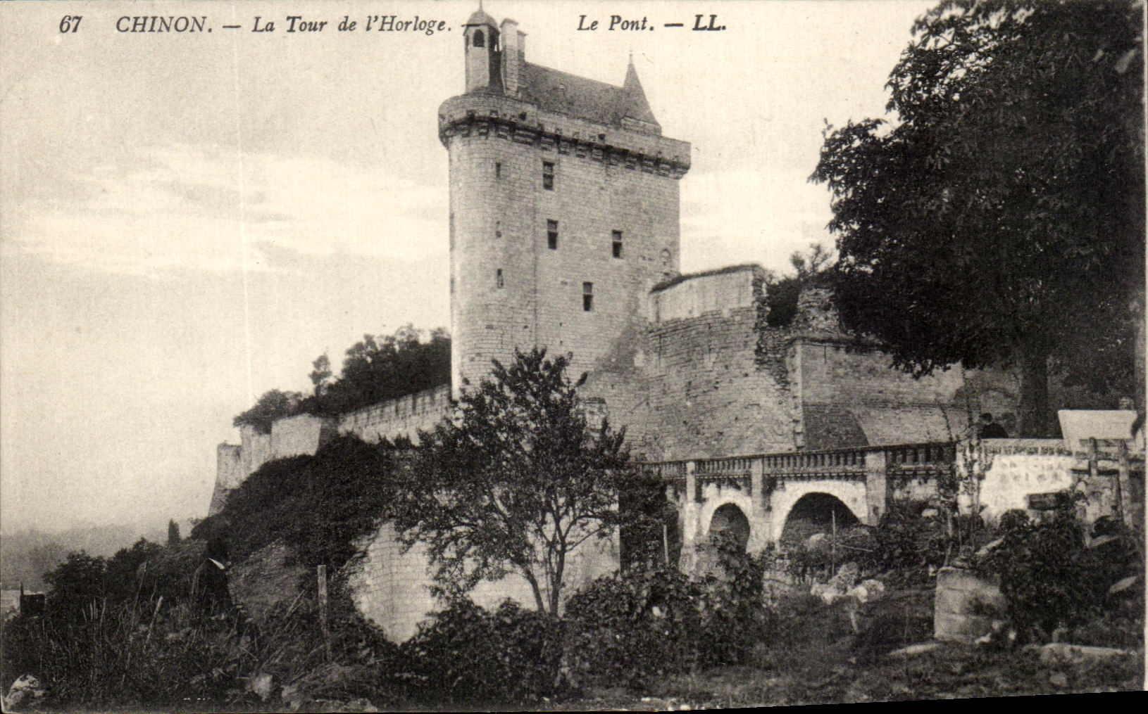CPA Chinon the Tower of the Clock the Bridge