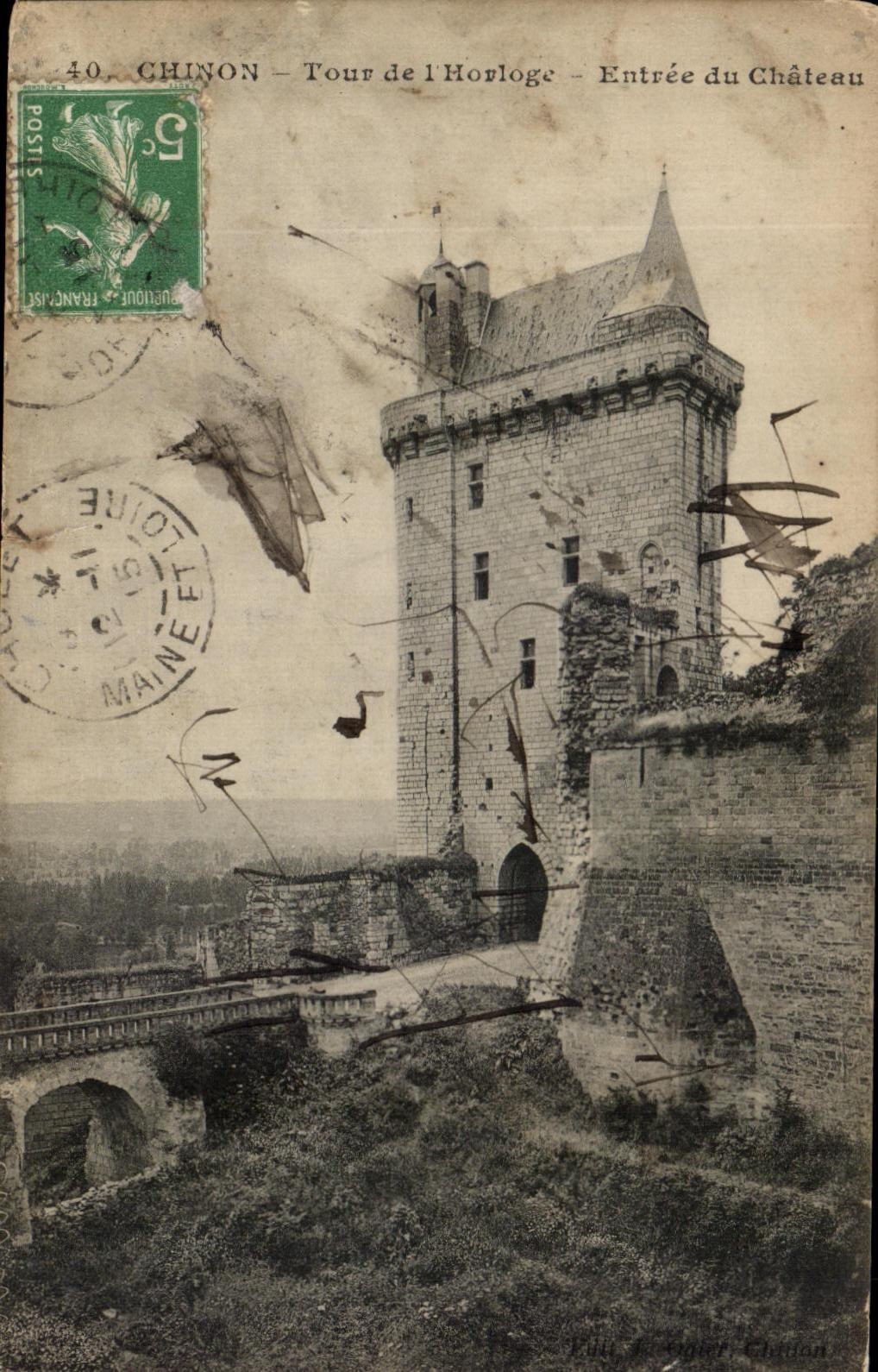 CPA Chinon Turn of the Clock Entrance of the Castle