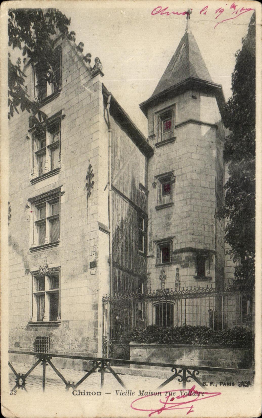 CPA Chinon Hurdy-gurdy House street Voltaire