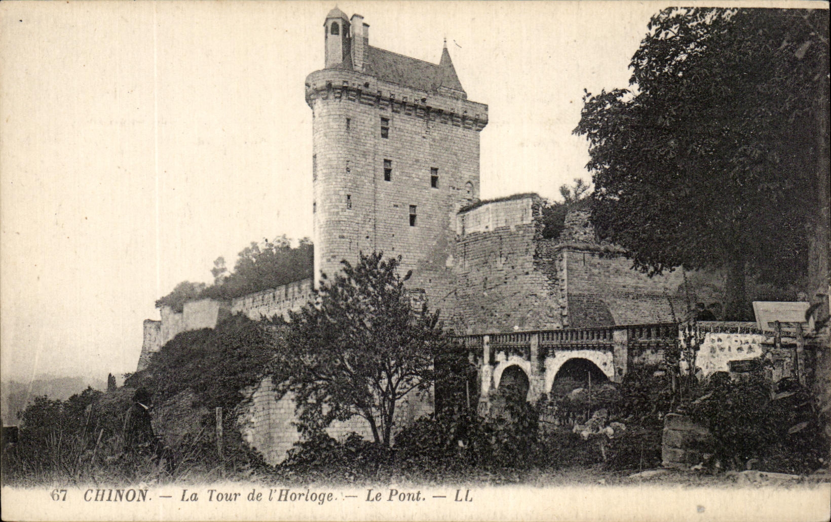 CPA Chinon the Tower of L  Clock the bridge