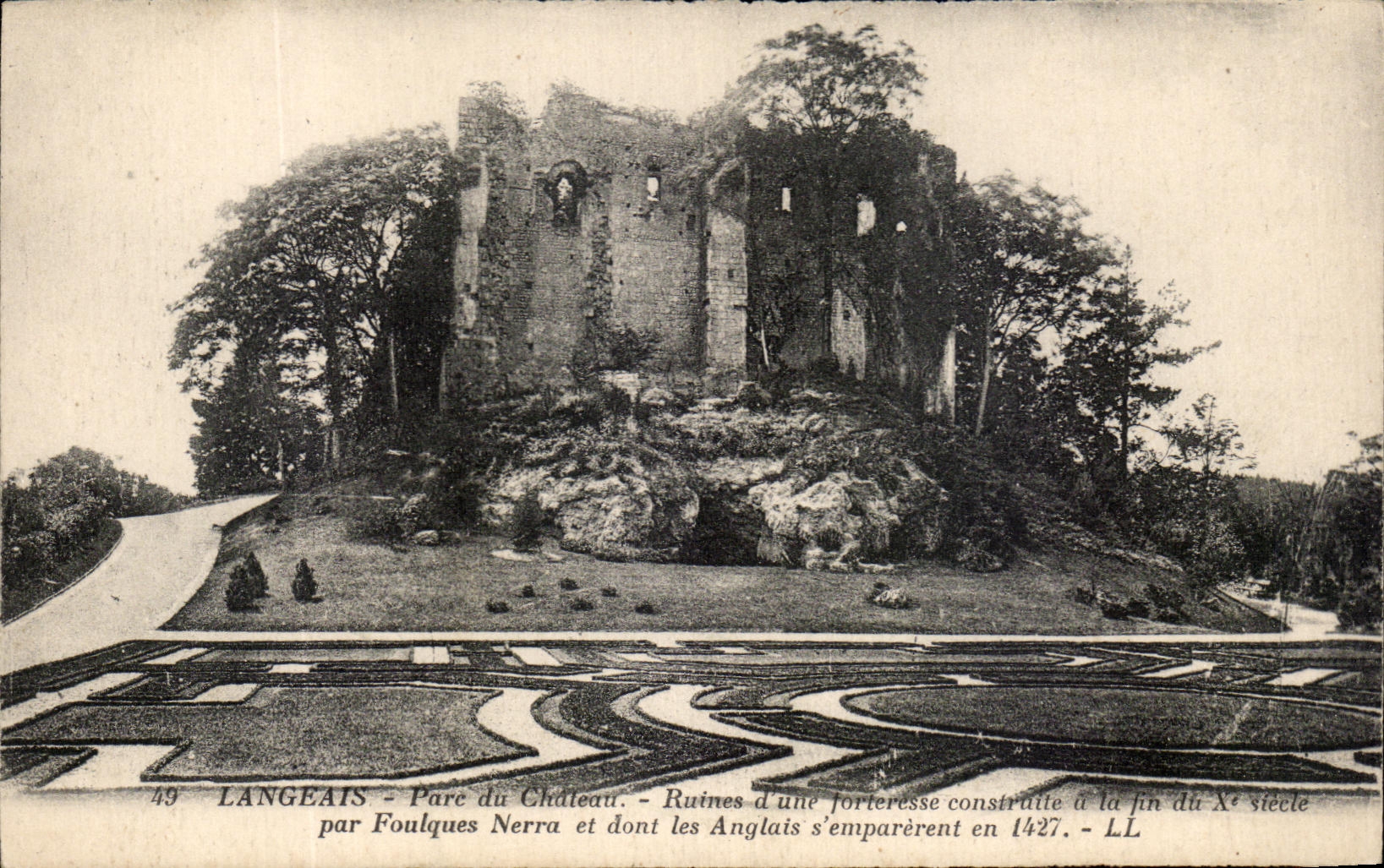 Parque de CPA Langeais de las ruinas del castillo de una fortaleza
