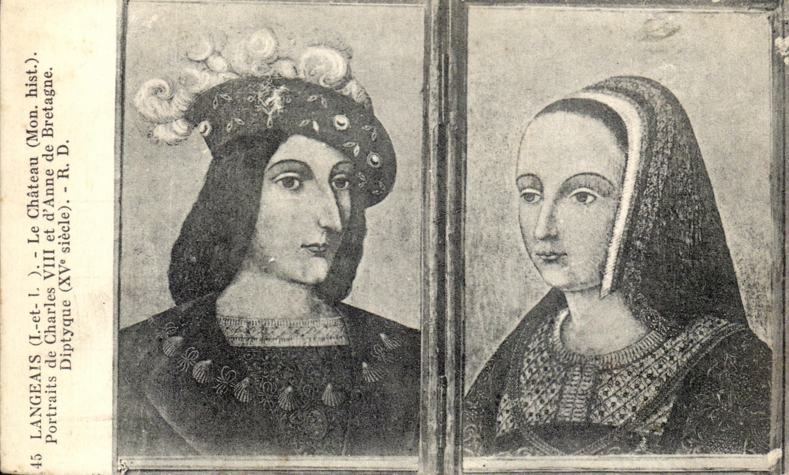 CPA Langeais los retratos del castillo de Charles VIII y de Anne de la diptica de Bretana